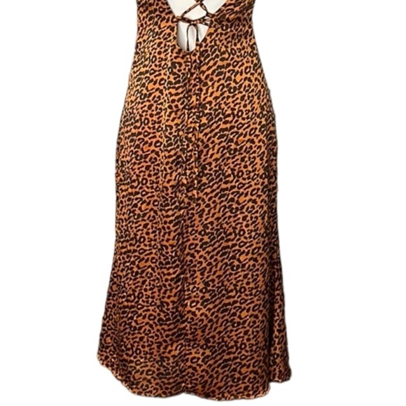 HYPED UNICORN Leopard Print MIDI Slip Dress Low Back Mob Wife Animal Print, S - Picture 6 of 15